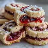 Freshly baked Raspberry Swirl Shortbread Cookies arranged on a wire rack for cooling.