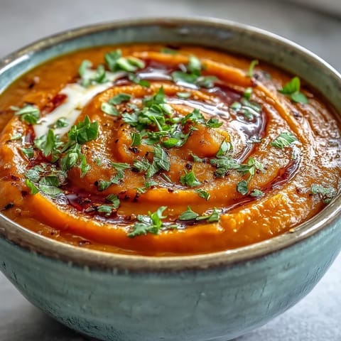 Vibrant orange Carrot and Lentil Soup in a rustic bowl, featuring smooth puree texture and aromatic spices like cumin and turmeric.