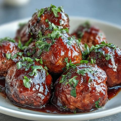 A platter of Grape Jelly and Chili Sauce Meatballs served hot with toothpicks, perfect for party appetizers. 