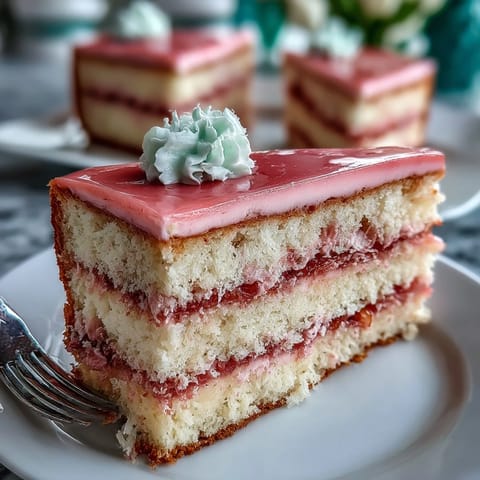 Vibrant Spring Ombre Cake in soft pastel pink and yellow layers, frosted with silky buttercream for a dreamy dessert.