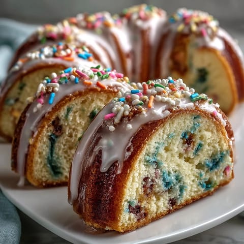 Spring Funfetti Cake with Pastel Buttercream, a cheerful vanilla layer cake filled with rainbow sprinkles and topped with swirled pastel frosting.
