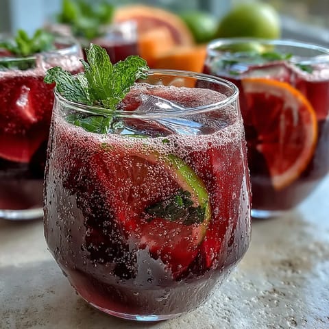 Vibrant Watermelon Lime Sparkling Punch with fresh mint and lime slices in a clear glass pitcher.