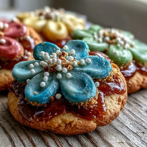 Vibrant flower-shaped shortbread cookies with pastel royal icing, perfect for spring celebrations and garden parties.