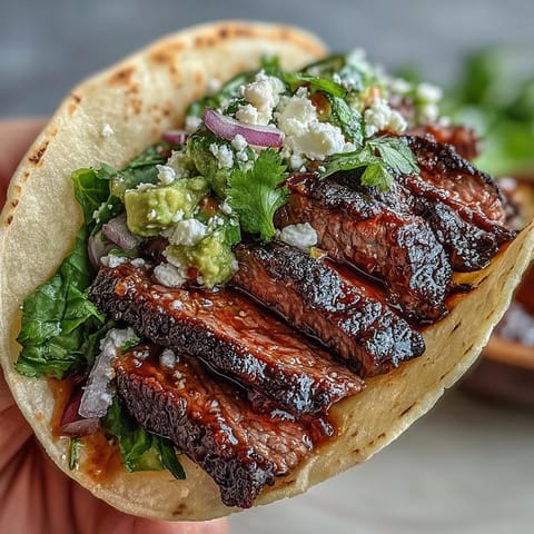 Cinco de Mayo taco bar with juicy carne asada and colorful toppings, ready to assemble.