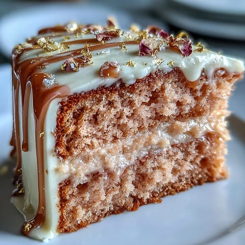 Elegant Bridal Shower Rosé Velvet Cake with shimmering gold drip.