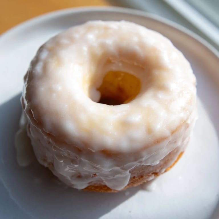Freshly baked, golden brown muffin tin donuts await to be glazed with vanilla sweetness.