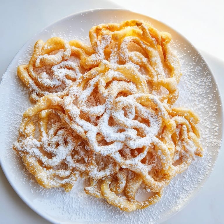 A close-up of freshly fried funnel cakes, offering a delicious, warm, sweet dessert experience for all.