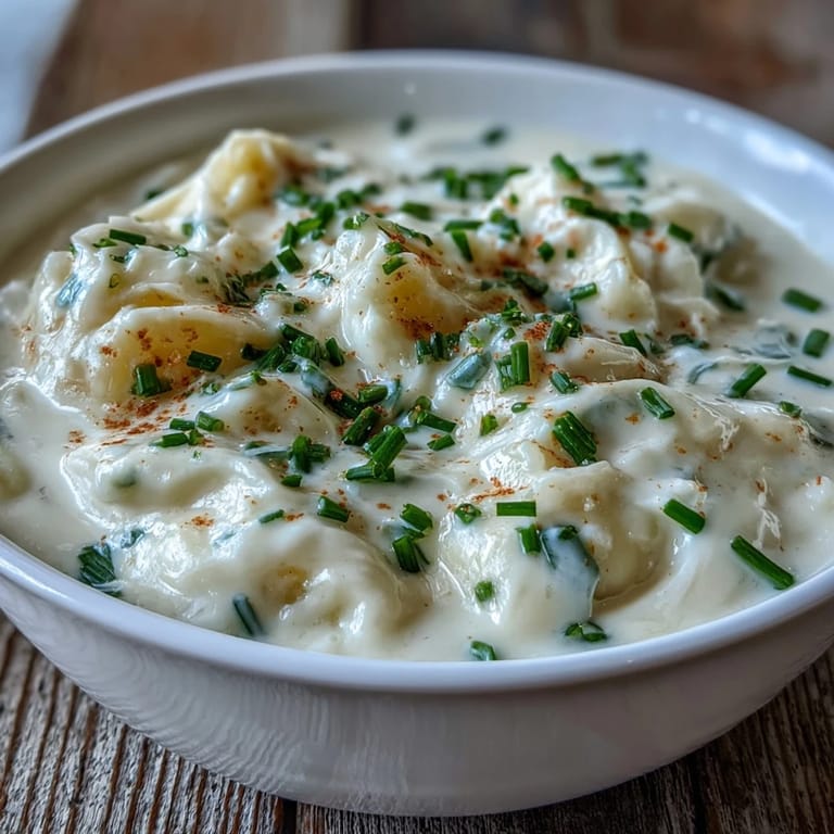 Comforting hot potato soup with a hint of nutmeg, ready to enjoy on a chilly evening.