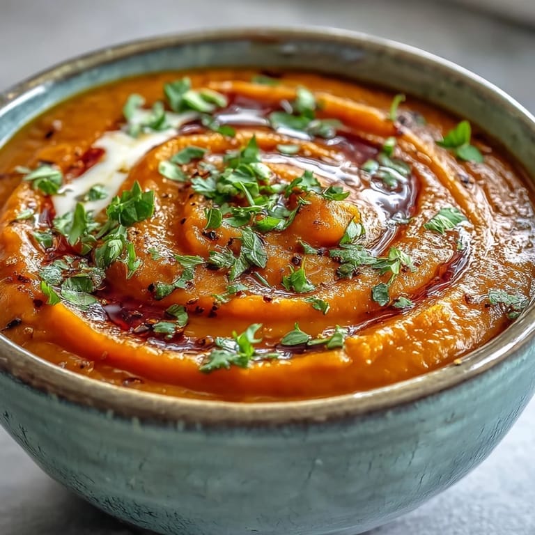 Vibrant orange Carrot and Lentil Soup in a rustic bowl, featuring smooth puree texture and aromatic spices like cumin and turmeric.