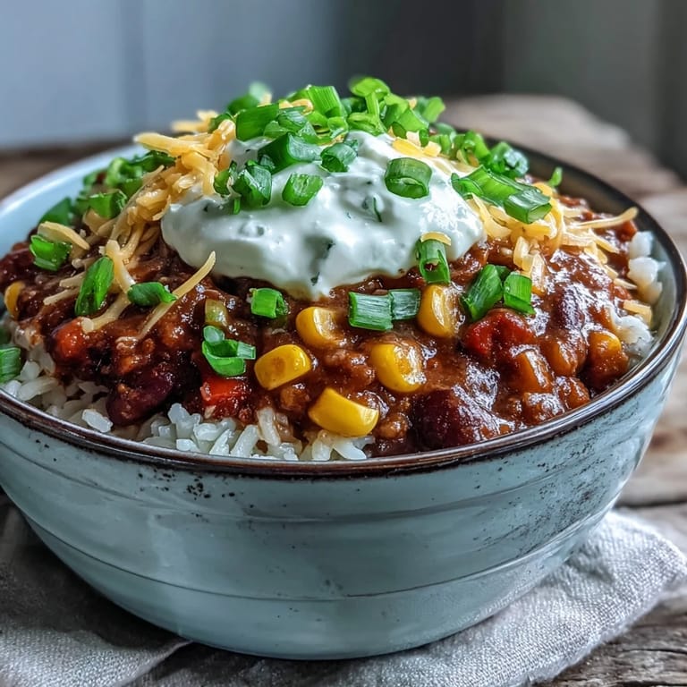 A comforting bowl of steaming Chili Bowl Base with black and kidney beans, served with creamy avocado and fresh cilantro.