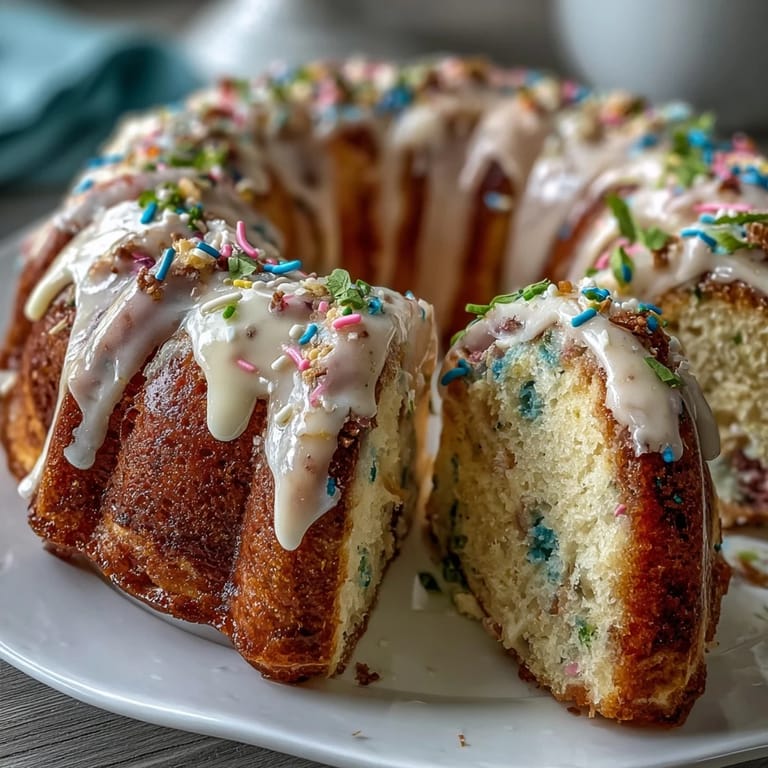 Bright and festive Spring Funfetti Cake with Pastel Buttercream, featuring colorful sprinkles inside and dreamy swirled frosting on top.
