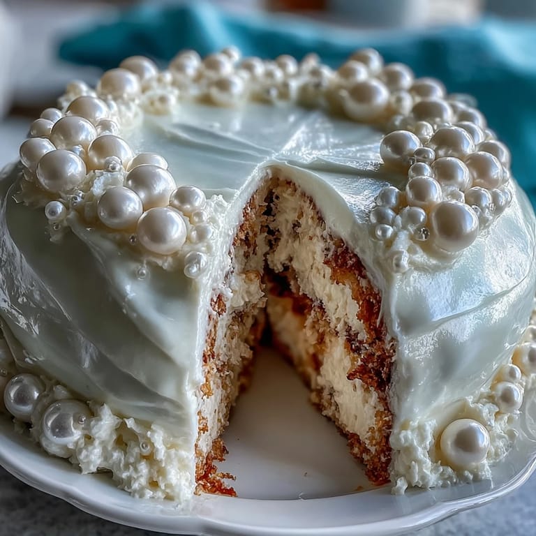 Elegant pearl fondant sheet cake with shimmering luster dust, ideal for a memorable Communion party dessert.  