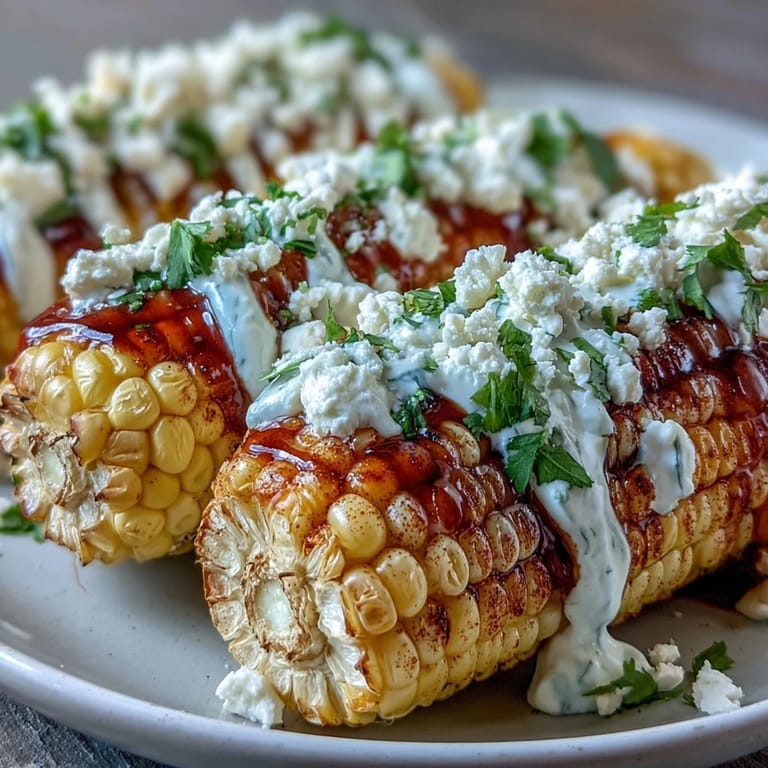Warm, tender corn on the cob slathered in zesty Mexican sauce and sprinkled with salty Cotija cheese and spices.