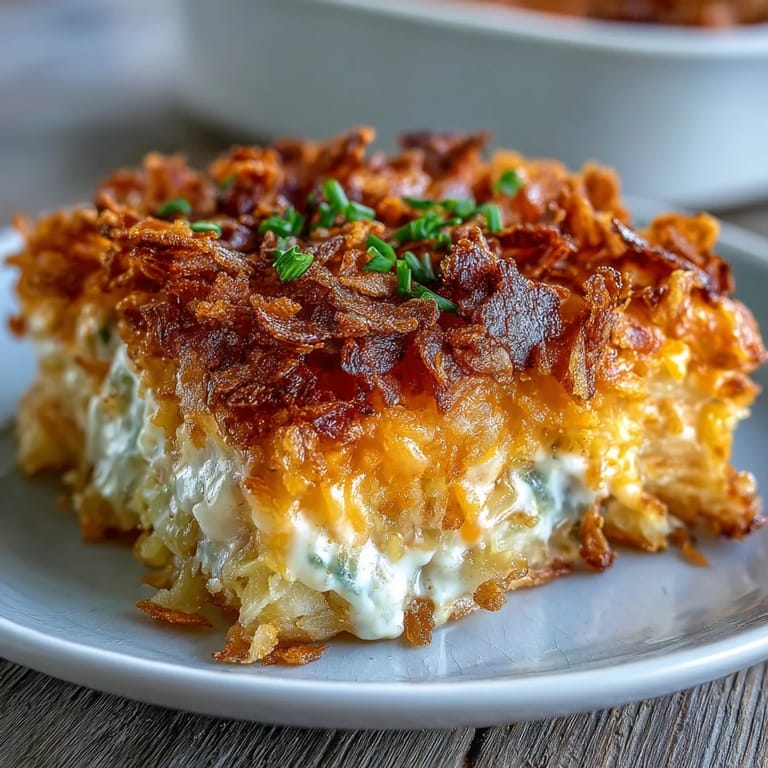 Creamy, cheesy hash brown casserole with crunchy cornflake topping, a comforting Easter side dish for family gatherings.