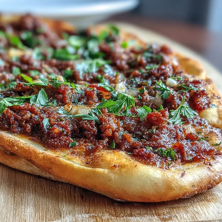 Delicious Turkish Lahmacun Pizza, bursting with flavorful ground lamb and vibrant sumac.