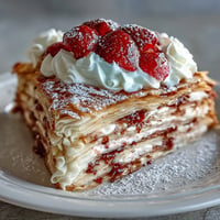 Beautiful Mother's Day Crêpe Cake, layered with strawberry mascarpone delight.
